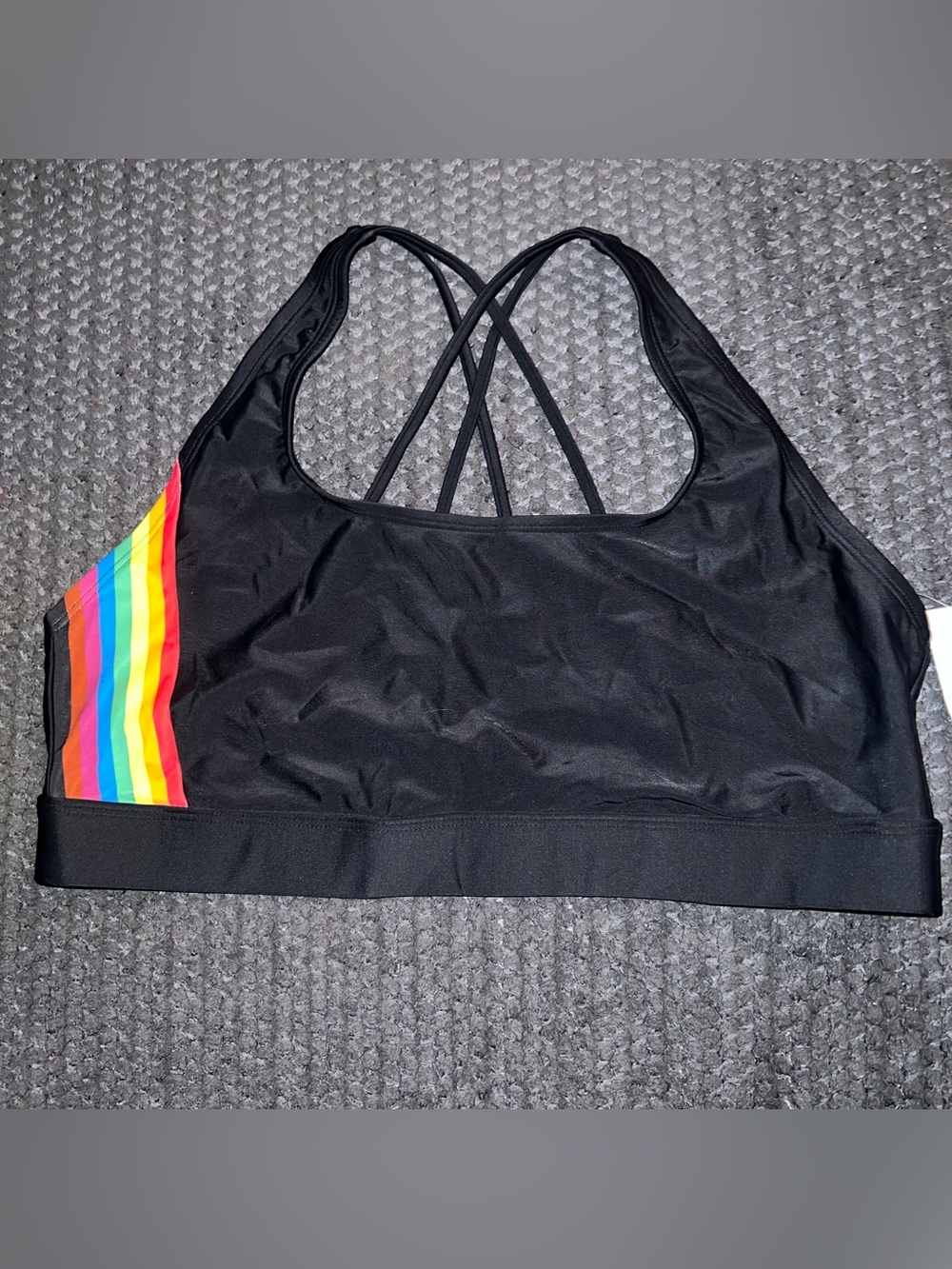 Humankind Black Sports Bralette with Rainbow Side Stripe